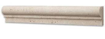 Portland Direct Tile & Marble Light Travertine Chair Rail 2.5x12 Molding, beige textured travertine tile molding for wall decoration.