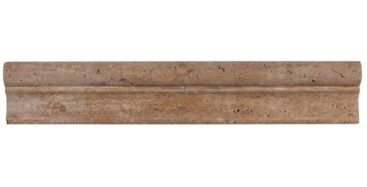 Portland Direct Tile & Marble 2.04 Noce Travertine Cornice Molding 1.75x12, rectangular beige travertine tile with natural stone texture, used as decorative molding.