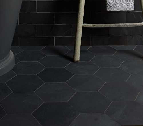Brazilian Black 8" Slate Hexagon Tiles