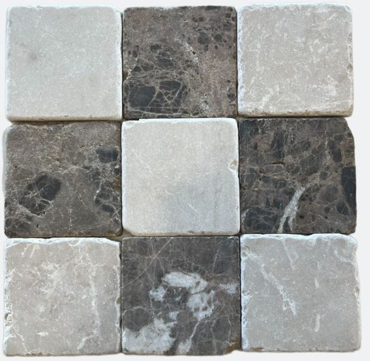 Dark Emperador Tumbled 4x4 & Botticino Tumbled 4x4 Marble Tiles