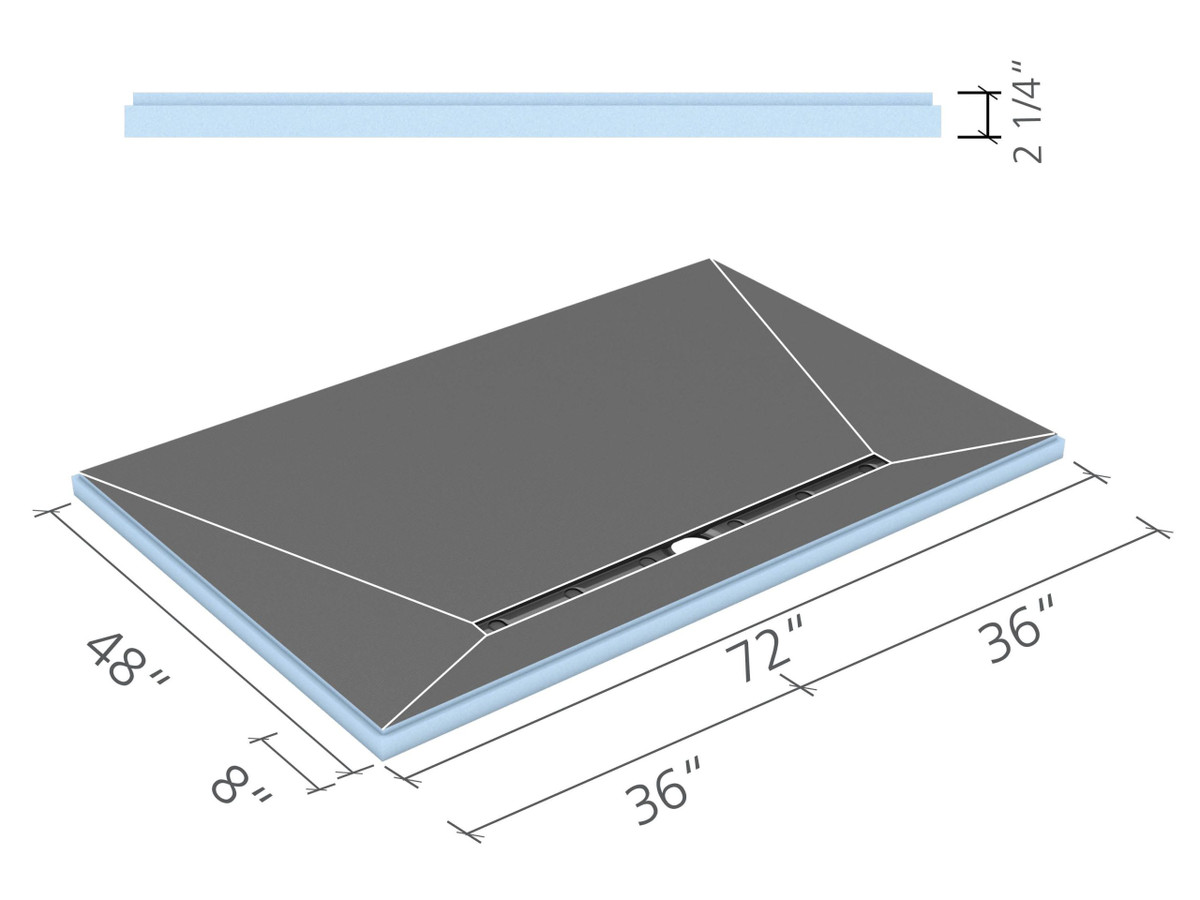 wedi Fundo Linear Shower Base 72 in. x 48 in. 43 5/16 inch 1 pc US9310003