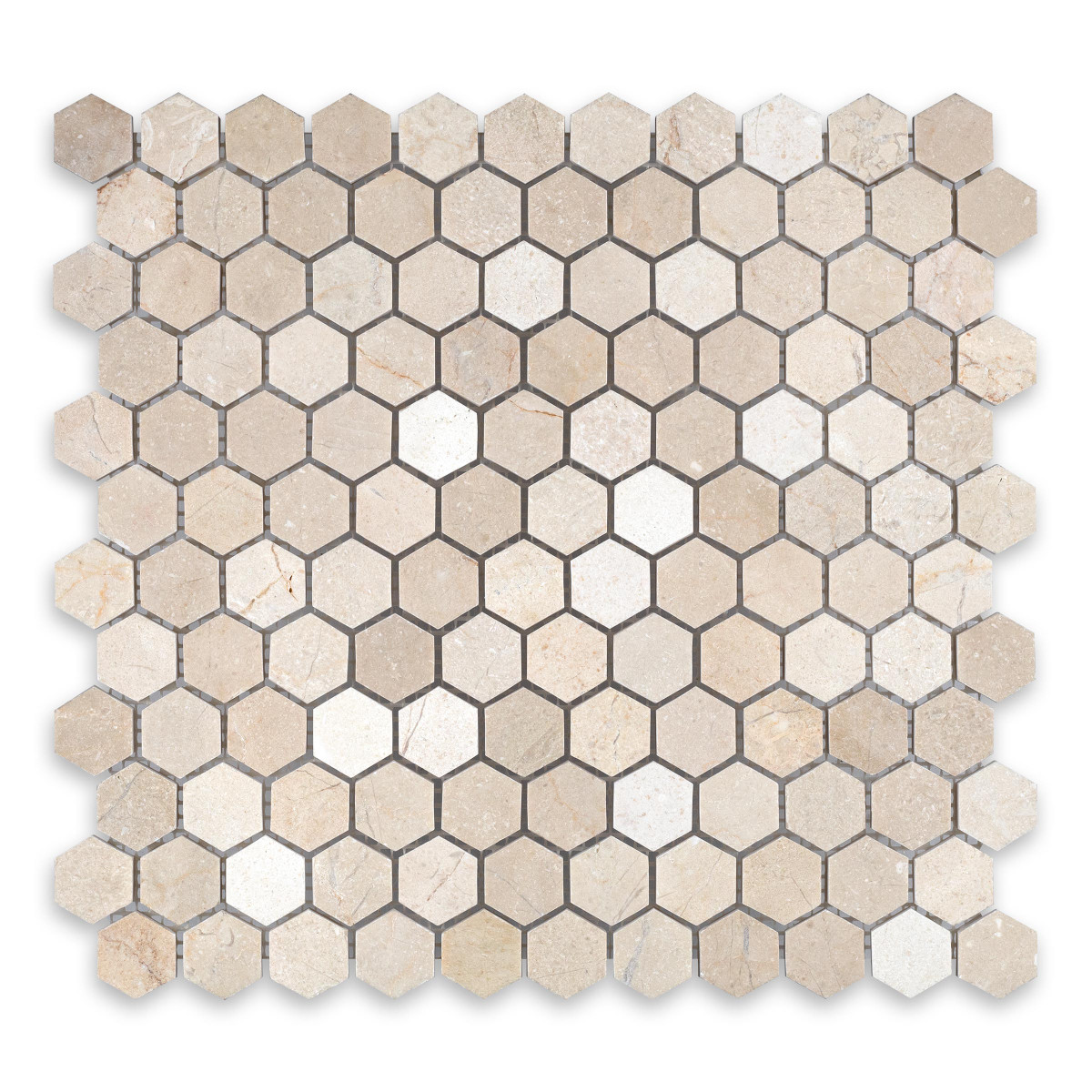 Crema Marfil Marble Hexagon 1″
Honed/ Polished