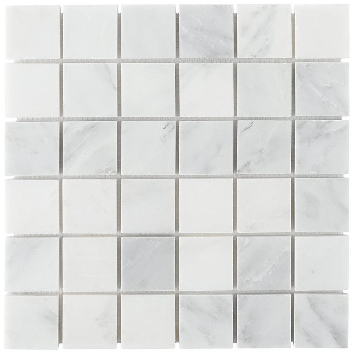 Ocean White Honed 2x2 Squares 12x12 Mesh Marble Mosaics