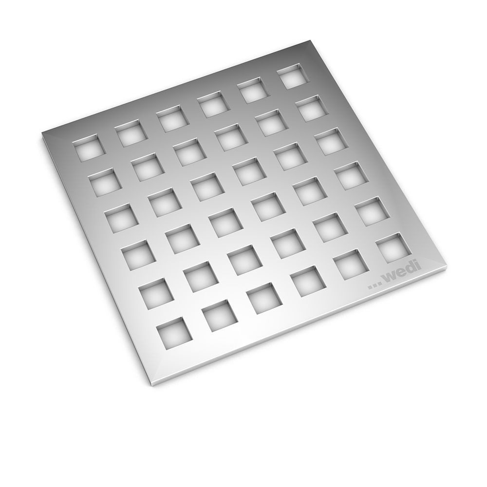 Wedi Fundo Drain Cover Set - 4" x 4" - Polished Chrome - US1000048