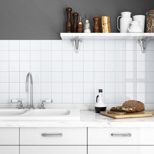 Color Collection Ice White Gloss 4x4 Ceramic Wall Tiles