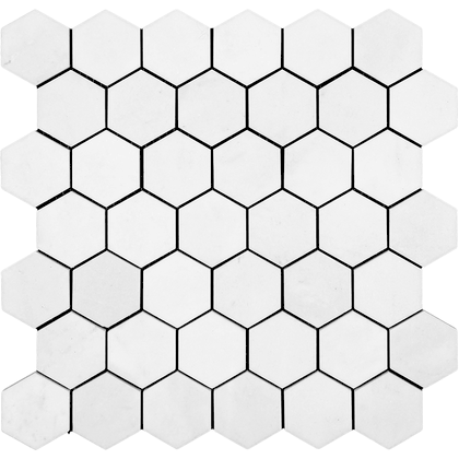 Thassos White Greek 2" Hexagon Honed Marble Mosaic Tile