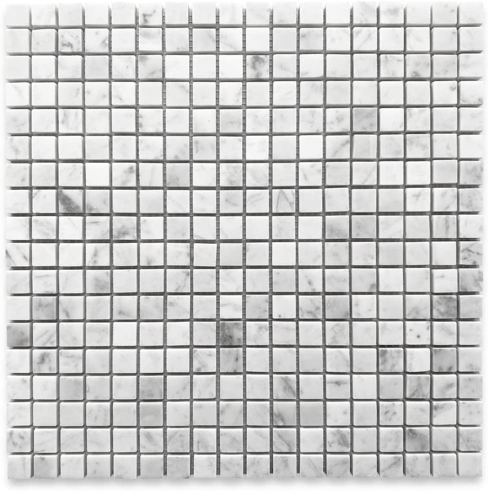 Carrara White Marble 5/8x5/8 Square Mosaic Tile Honed