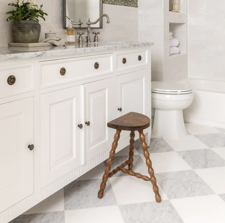 Carrara Honed 12x12 & Thassos White Marble Honed 12x12 Checkerboard