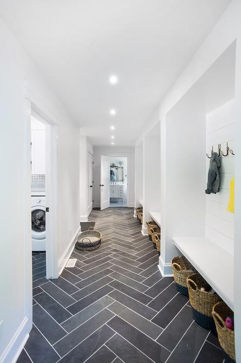 Brazilian Black 6"x24" Slate Tiles Set in Herringbone