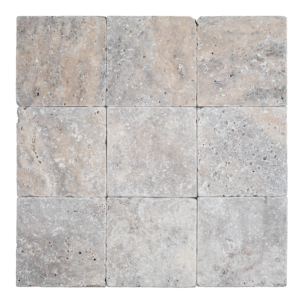 Silver Premium Travertine 4×4 Tumbled