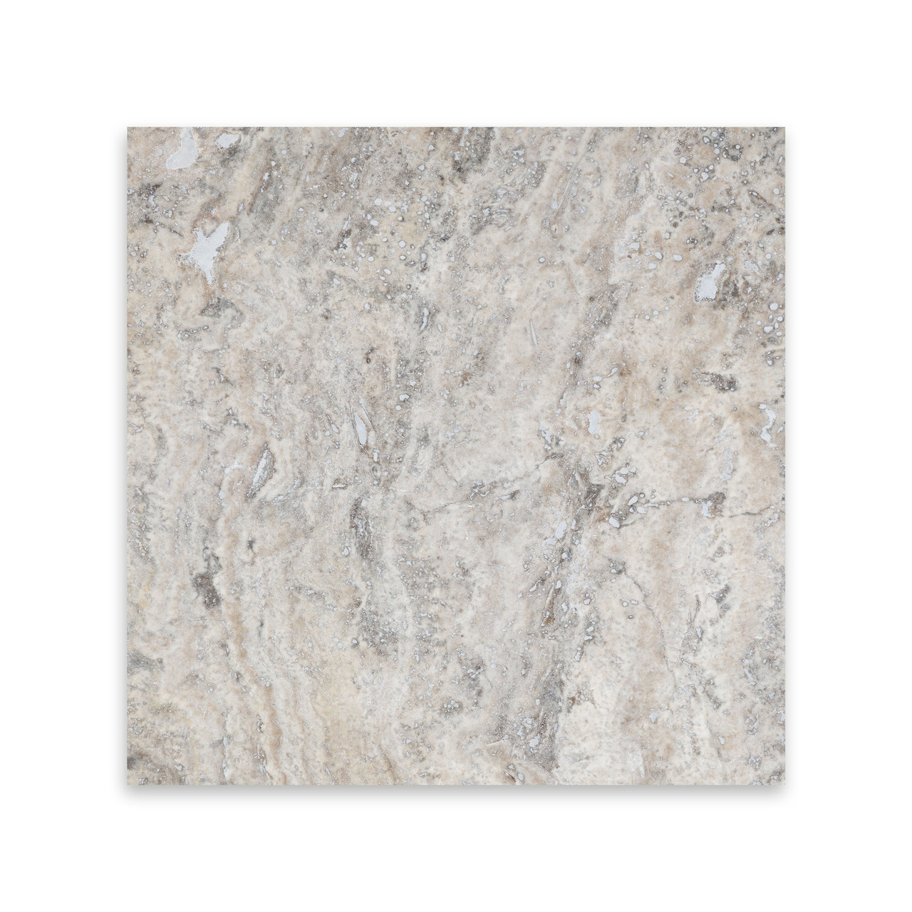 Silver Premium Travertine 12×12 Filled/ Honed