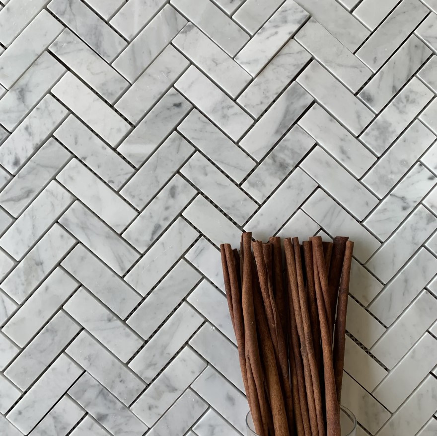 Carrara Honed 1"x3" Herringbone Mosaic