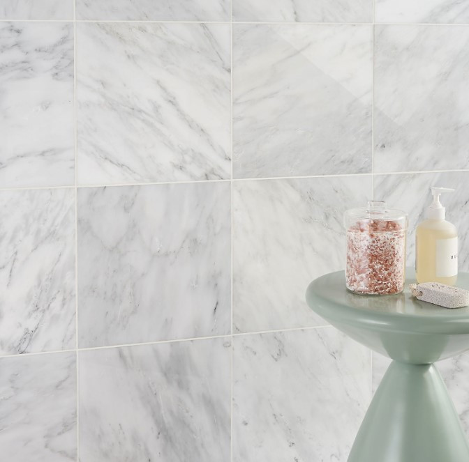 Ocean White Polished 12"X12" Marble Tiles