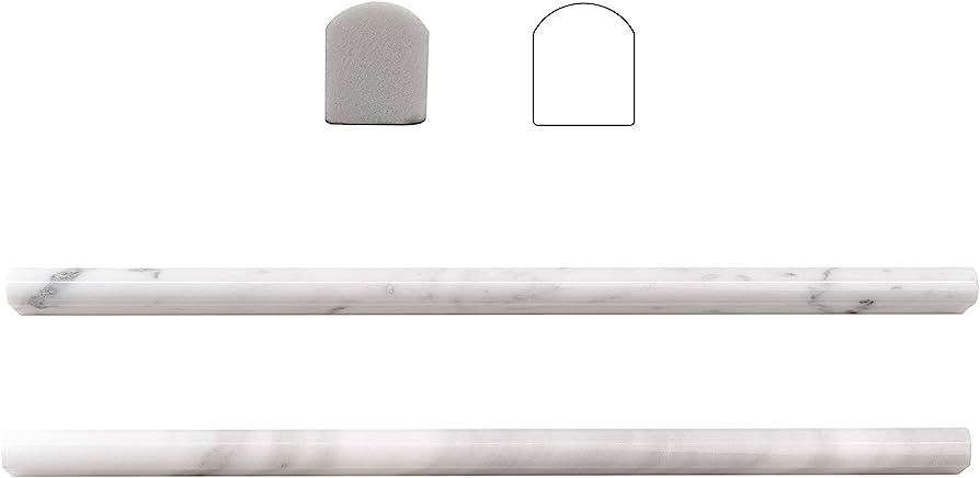 Italian Carrara White Polished 5/8x12 Pencil Molding