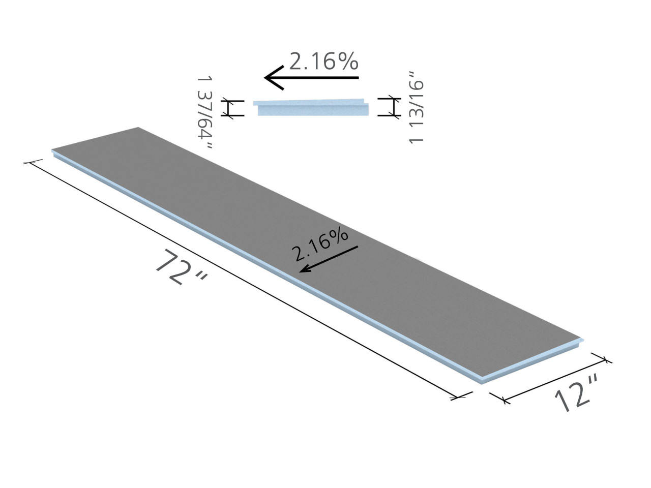 wedi Shower Extension 12" x 72"
12" x 72" - sloped 1/4 in./ft. (sloped 2.16%)
1 piece
US3000036