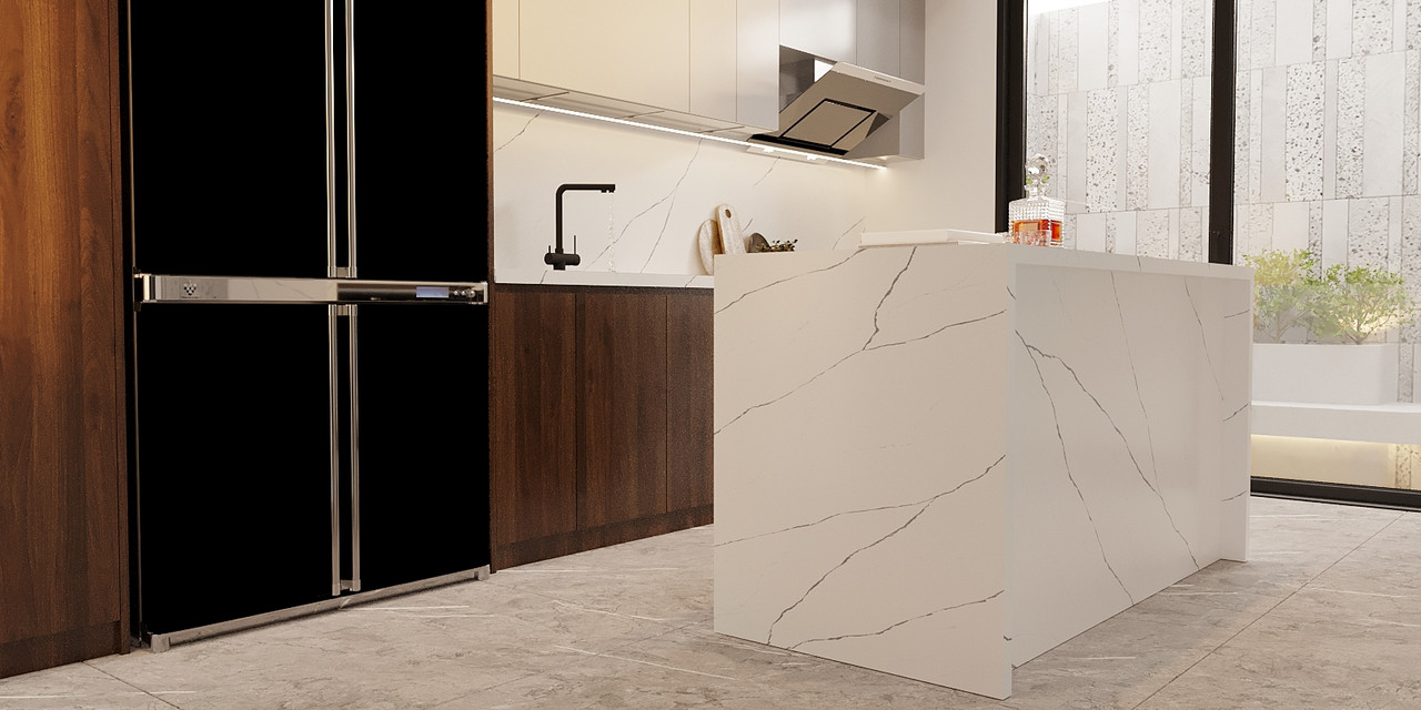 Montaj White Lace Polished 3CM Quartz 126"x63"