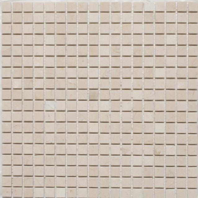 Crema Marfil Tumbled 5/8x5/8 Marble Mosaic 12x12 Mesh