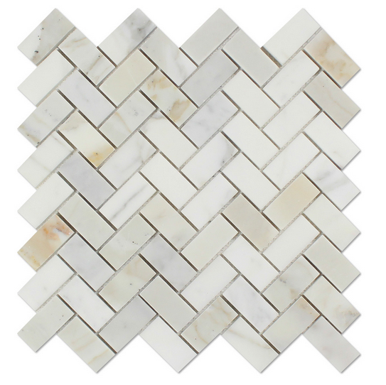 Calacatta Gold Italian Calcutta Marble Honed Herringbone Tile