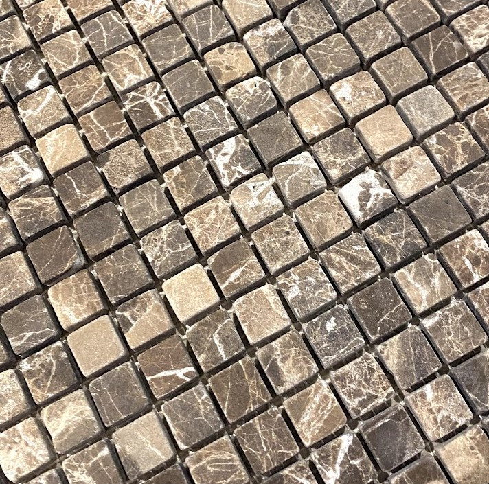 Emperador Dark Tumbled 5/8x5/8 Marble Mosaics