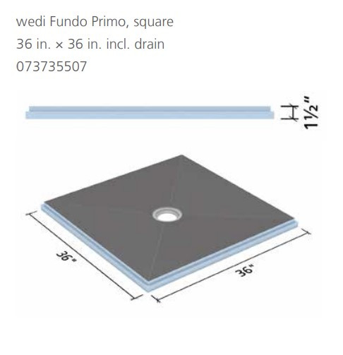 Wedi Fundo Primo Shower Kit - 36" x 36" (US2000002)