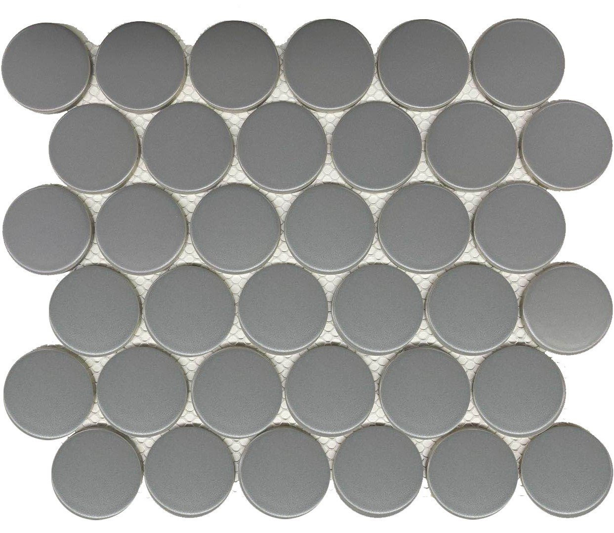 Alameda Gray Matte 2" Penny round Mosaics