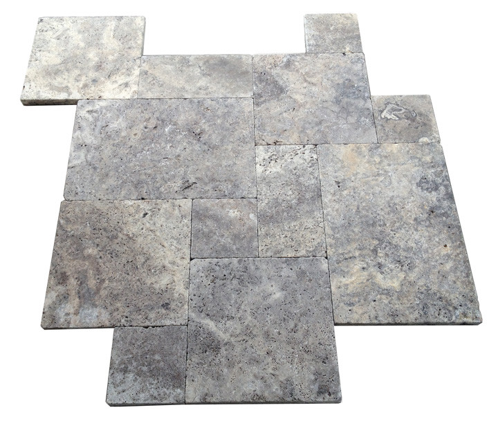 Premium Select Tumbled French Pattern Silver Travertine