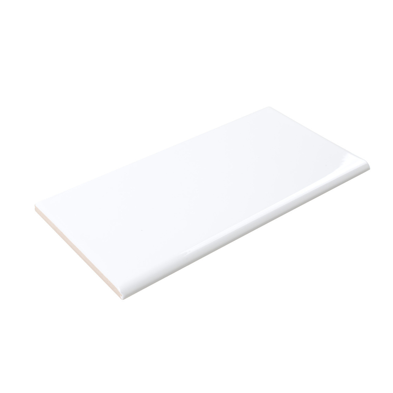 Ice White Gloss 3"x6" 6" Side Surface Bullnose Edge Pieces