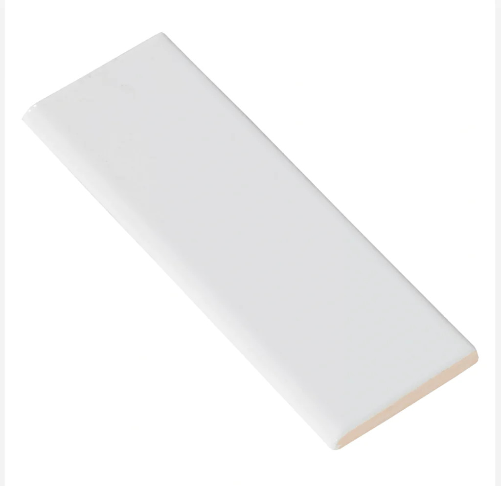 Ice White Gloss 3"x12" Bullnose Finished on 12" Side