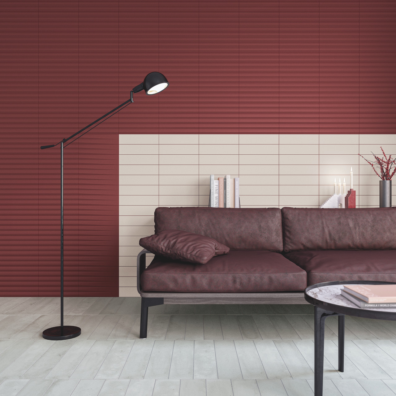 Stripes and Stripes Transition Garnet 3x12, Liso XL Dove