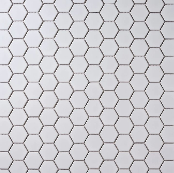 Alameda White Matte 2" Hexagon Mosaic 12"x12"