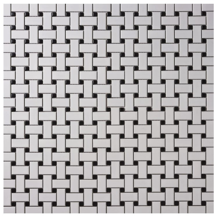 Alameda Basketweave with Black Dot Mosaic 12x12