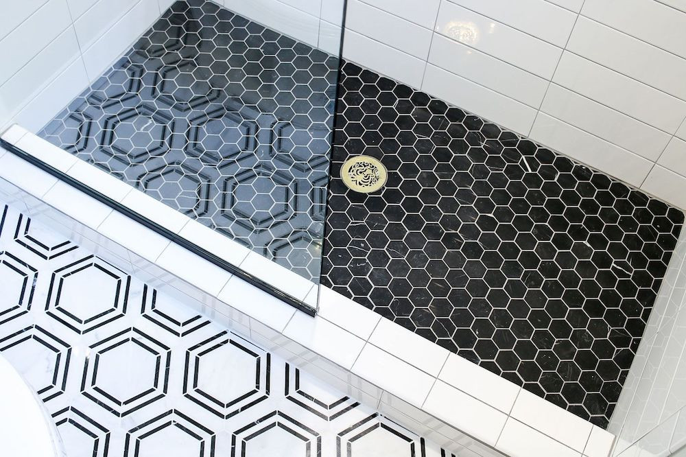 Nero Marquina Honed 2" Hexagon Mosaics 12x12