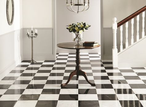 Carrara Polished 12x12 & Nero Marquina Polished 12x12 Checkerboard Marble Tiles