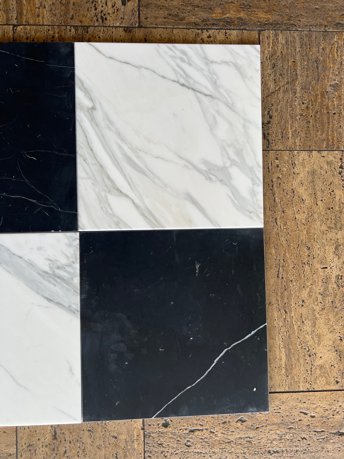 Calacatta Gold Honed 12x12 & Nero Marquina Honed 12x12 Checkerboard