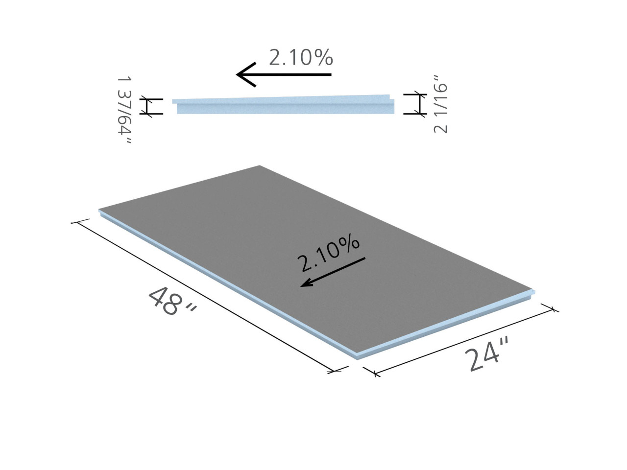 wedi Shower Extension 24" x 48"
24" x 48" - sloped 1/4 in./ft. (sloped 2.10%)
1 piece
073783528