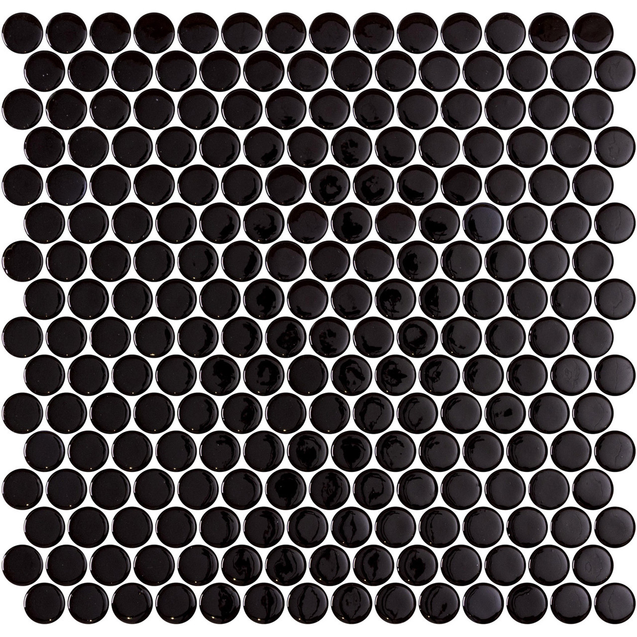 Penny Round Black Shiny 12x12 Mesh