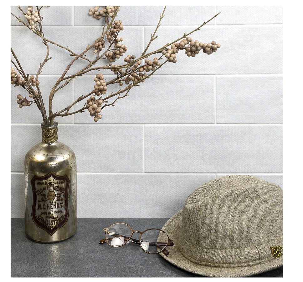 Camp Army Canvas White 4"x12" Ceramic Wall Tiles