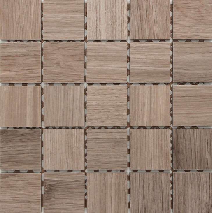 Eco Timber Sabbia 2 1/4"x 2 1/4" Square Mosaics 12x12 Mesh Porcelain Tiles