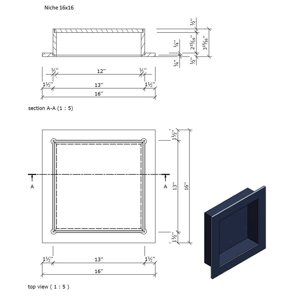 Wedi 16"x16" Shower Niche US3000005