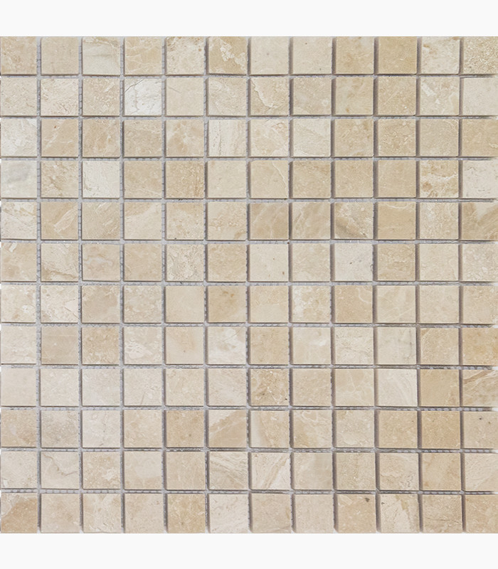 Faces of Nature Ivory Polished 1x1 Square Travertine Mosaic Tiles