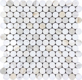 Calacatta Gold Honed Pennyround Mosaic Tiles