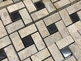Light Emperador Polished Pinwheel with Black Dot Polished Mosaic 12x12