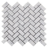 Carrara White Italian Marble 1” x 2” Herringbone Mosaic Tile Polished