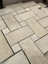 Crema Marfil Large Basketweave with Crema Marfil Dots Mosaic
