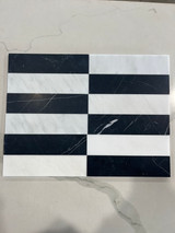 Nero Marquina Honed 2x8 & Ocean White Honed 2x8 Checkerboard