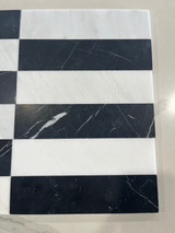 Nero Marquina Honed 2x8 & Ocean White Honed 2x8 Checkerboard