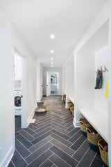 Brazilian Black 6"x24" Slate Tiles Set in Herringbone