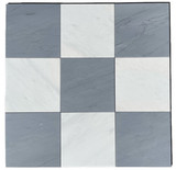 Ocean White Honed 18"x18" & Italian Bardiglio Imperiale Honed 18"x18" Checkerboard Marble Tiles