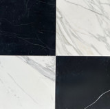 Calacatta Gold Honed 12x12 & Nero Marquina Honed 12x12 Checkerboard