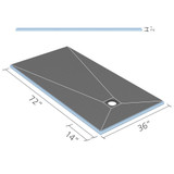 Wedi Fundo Primo Base (Offset Drain) 36 in. x 72 in. 1 piece US9100005